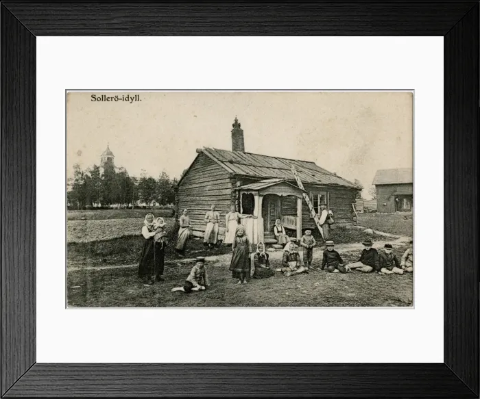 Framed Print : Solleron, Dalarna County, Sweden - House and villagers Framed Print : Solleron, Dalarna County, Sweden - House and villagers