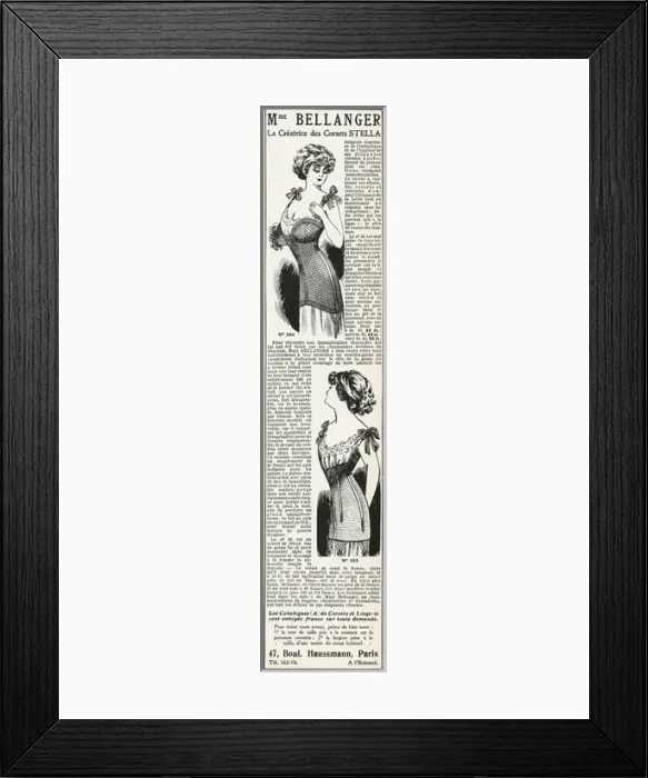 Framed Print : Advert for Madame Bellanger corsetmarker 1910 Framed Print : Advert for Madame Bellanger corsetmarker 1910