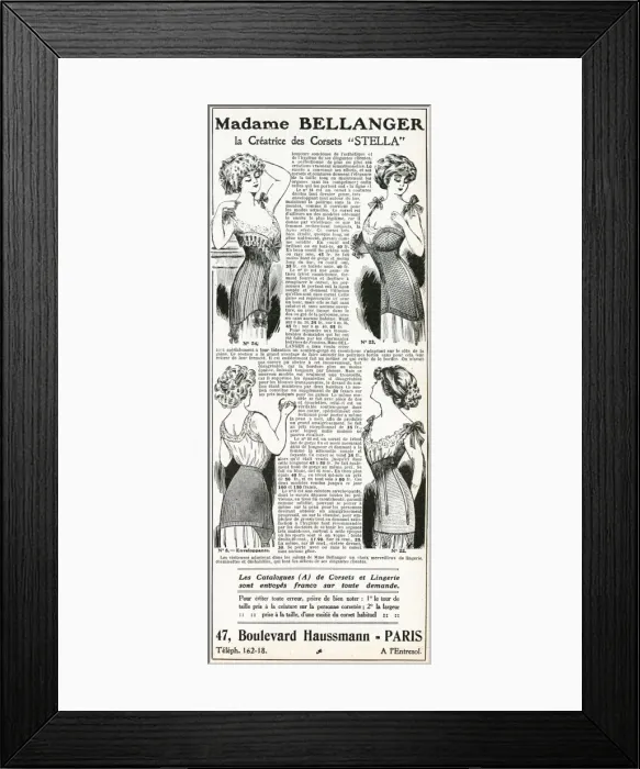 Framed Print : Advert for Madame Bellanger corsetmarker 1910 Framed Print : Advert for Madame Bellanger corsetmarker 1910