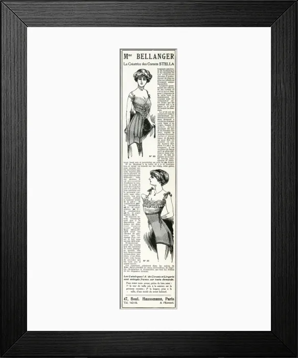 Framed Print : Advert for Madame Bellanger corsetmarker 1911 Framed Print : Advert for Madame Bellanger corsetmarker 1911