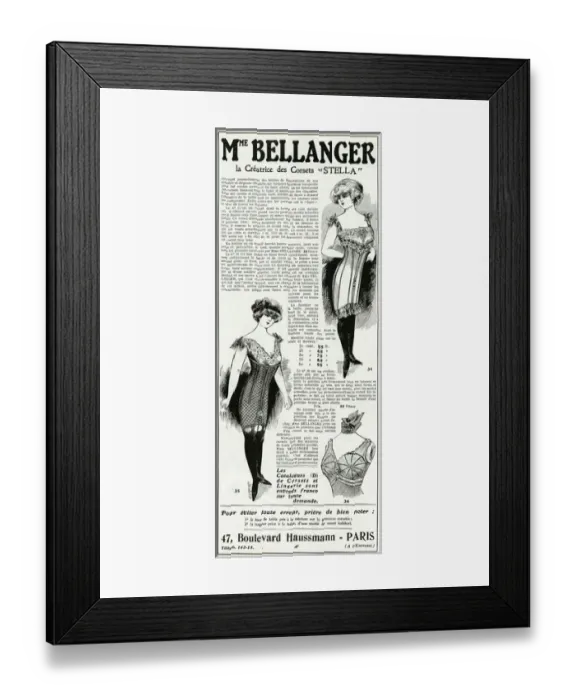 Framed Print : Advert for Madame Bellanger corsetmarker 1911 Framed Print : Advert for Madame Bellanger corsetmarker 1911