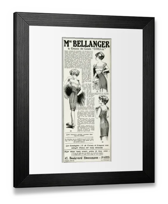 Framed Print : Advert for Madame Bellanger corsetmarker 1911 Framed Print : Advert for Madame Bellanger corsetmarker 1911