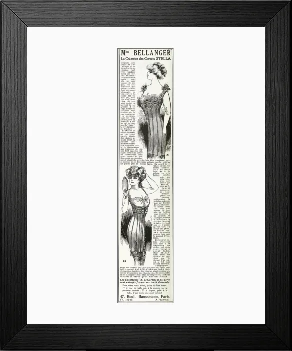 Framed Print : Advert for Madame Bellanger corsetmarker 1911 Framed Print : Advert for Madame Bellanger corsetmarker 1911