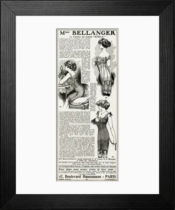 Framed Print : Advert for Madame Bellanger corsetmarker 1911 Framed Print : Advert for Madame Bellanger corsetmarker 1911