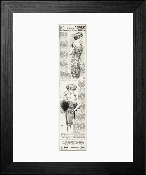Framed Print : Advert for Madame Bellanger corsetmarker 1911 Framed Print : Advert for Madame Bellanger corsetmarker 1911