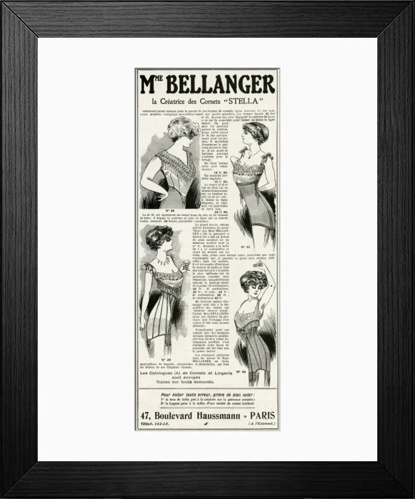 Framed Print : Advert for Madame Bellanger corsetmarker 1910 Framed Print : Advert for Madame Bellanger corsetmarker 1910