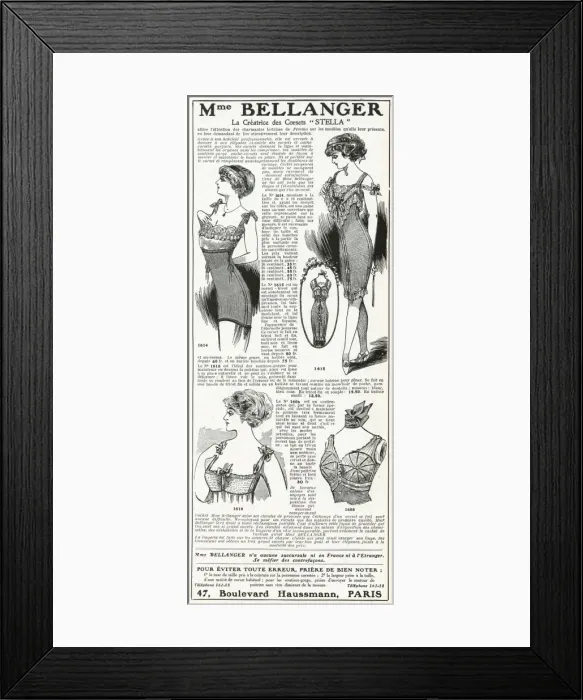 Framed Print : Advert for Madame Bellanger corsetmarker 1912