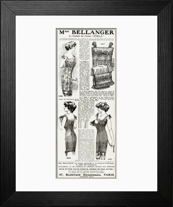 Framed Print : Advert for Madame Bellanger corsetmarker 1912 Framed Print : Advert for Madame Bellanger corsetmarker 1912