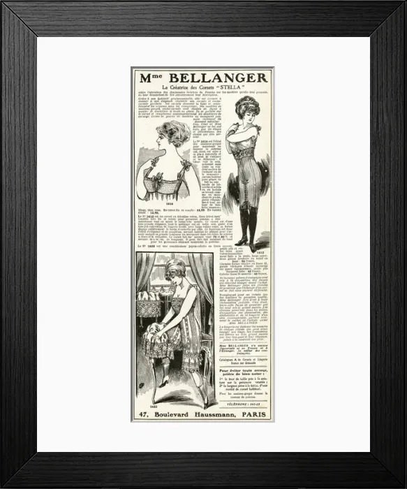 Framed Print : Advert for Madame Bellanger corsetmarker 1912 Framed Print : Advert for Madame Bellanger corsetmarker 1912