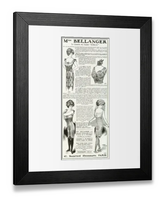 Framed Print : Advert for Madame Bellanger corsetmarker 1912 Framed Print : Advert for Madame Bellanger corsetmarker 1912