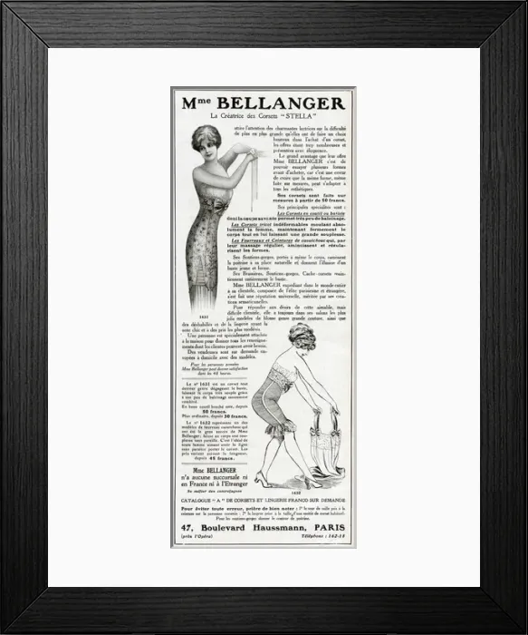 Framed Print : Advert for Madame Bellanger corsetmarker 1912 Framed Print : Advert for Madame Bellanger corsetmarker 1912