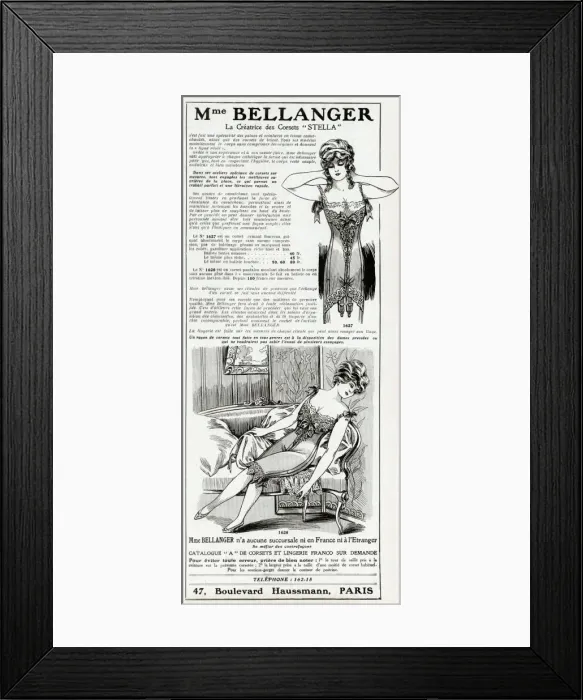 Framed Print : Advert for Madame Bellanger corsetmarker 1912 Framed Print : Advert for Madame Bellanger corsetmarker 1912