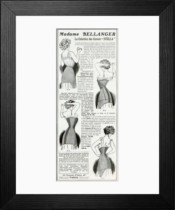 Framed Print : Advert for Madame Bellanger corsetmarker 1908 Framed Print : Advert for Madame Bellanger corsetmarker 1908