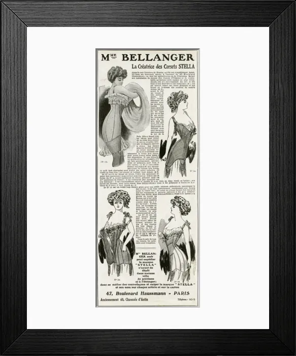 Framed Print : Advert for Madame Bellanger corsetmarker 1909 Framed Print : Advert for Madame Bellanger corsetmarker 1909
