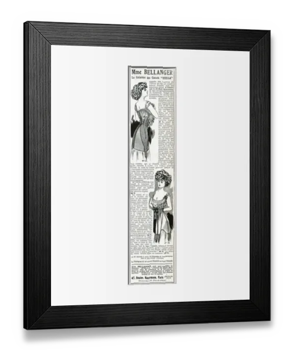 Framed Print : Advert for Madame Bellanger corsetmarker 1909 Framed Print : Advert for Madame Bellanger corsetmarker 1909