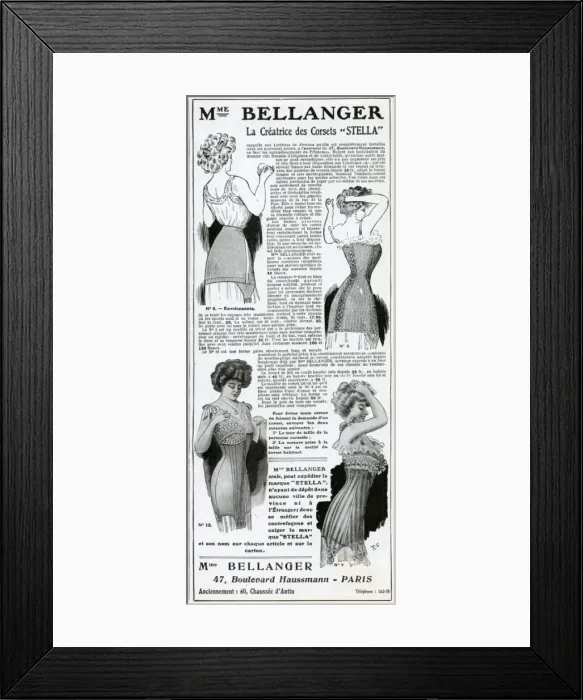Framed Print : Advert for Madame Bellanger corsetmarker 1909 Framed Print : Advert for Madame Bellanger corsetmarker 1909