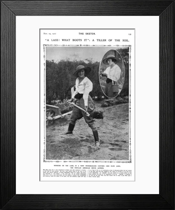 Framed Print : Elsie Janis working on the land, WWI Framed Print : Elsie Janis working on the land, WWI