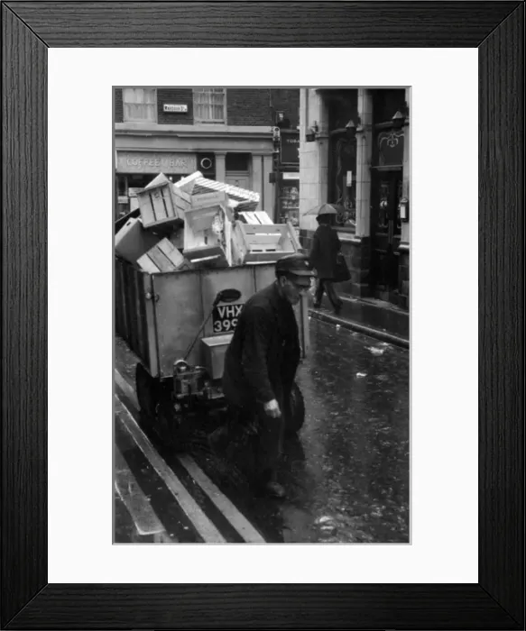 Framed Print : Soho, London - Brewer Street W1, refuse collection Framed Print : Soho, London - Brewer Street W1, refuse collection