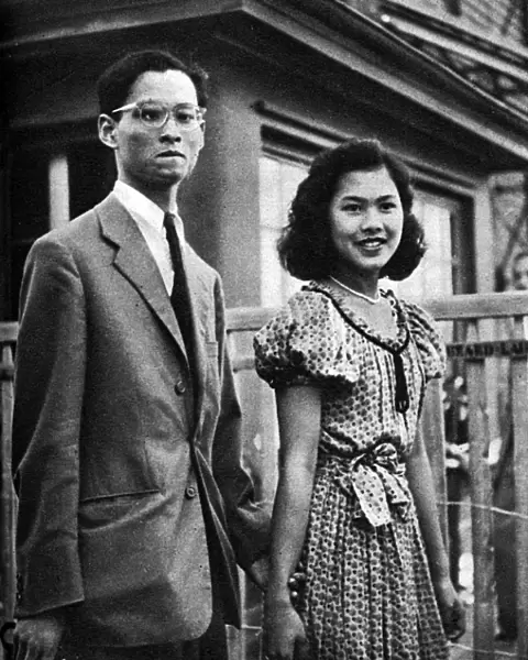 King Bhumibol Adulyadej and future Queen Sirikit
