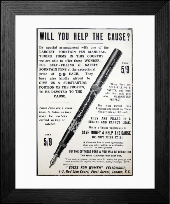 Framed Print : Votes for Women Fountain Pen Framed Print : Votes for Women Fountain Pen