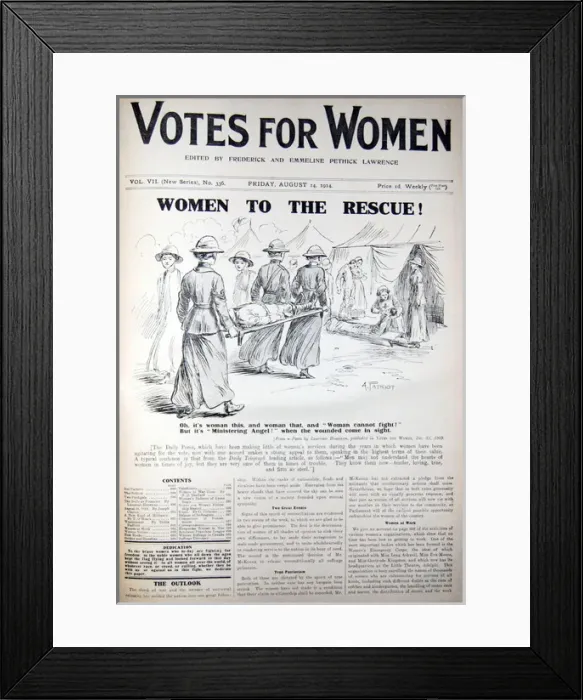 Framed Print : Women WW1. Women to the rescue and women are ready to serve as war is declared Framed Print : Women WW1. Women to the rescue and women are ready to serve as war is declared