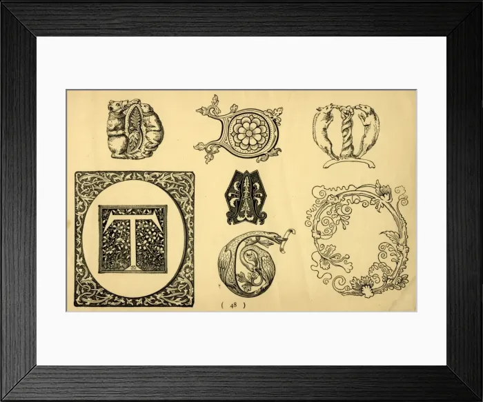 Framed Print : Ornate alphabet patterns