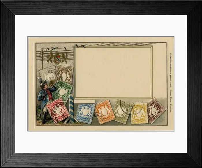 Framed Print : Stamp Card produced by Ottmar Zeihar - Bavaria, Germany