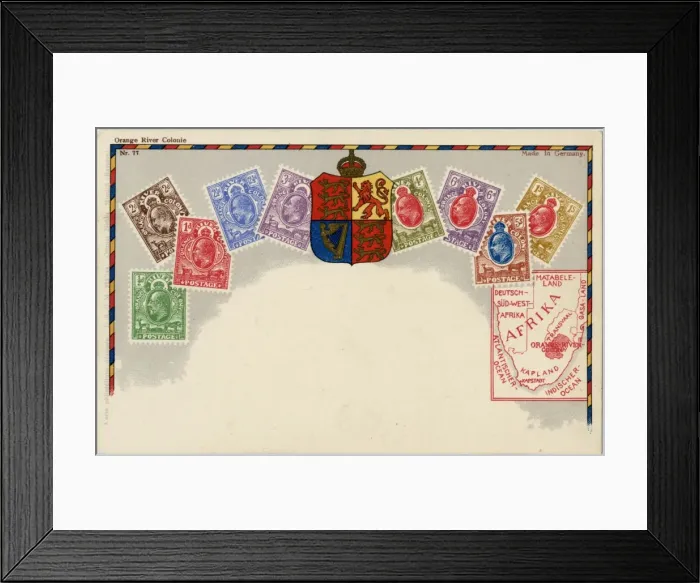 Framed Print : Stamp Card produced by Ottmar Zeihar - Orange River Colony Framed Print : Stamp Card produced by Ottmar Zeihar - Orange River Colony