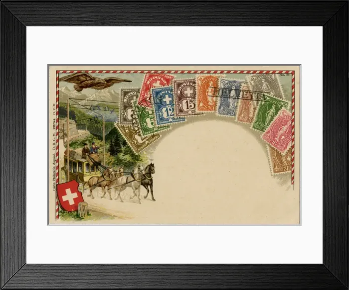 Framed Print : Stamp Card produced by Ottmar Zeihar - Switzerland Framed Print : Stamp Card produced by Ottmar Zeihar - Switzerland