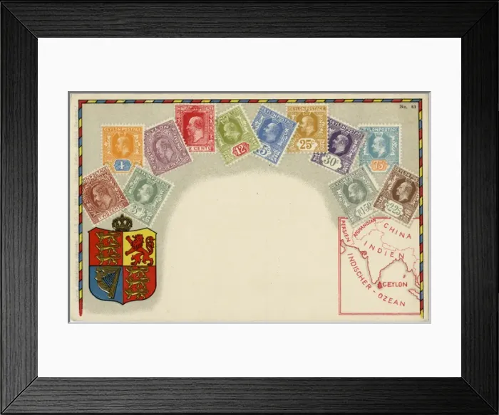 Framed Print : Stamp Card produced by Ottmar Zeihar - Ceylon Framed Print : Stamp Card produced by Ottmar Zeihar - Ceylon