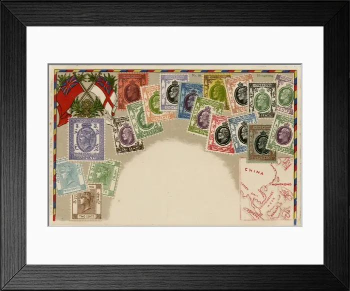 Framed Print : Stamp Card produced by Ottmar Zeihar - Hong Kong Framed Print : Stamp Card produced by Ottmar Zeihar - Hong Kong
