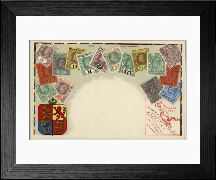 Framed Print : Stamp Card produced by Ottmar Zeihar - Straits Settlements Framed Print : Stamp Card produced by Ottmar Zeihar - Straits Settlements