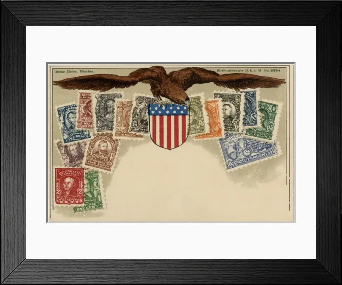 Framed Print : Stamp Card produced by Ottmar Zeihar - USA Framed Print : Stamp Card produced by Ottmar Zeihar - USA