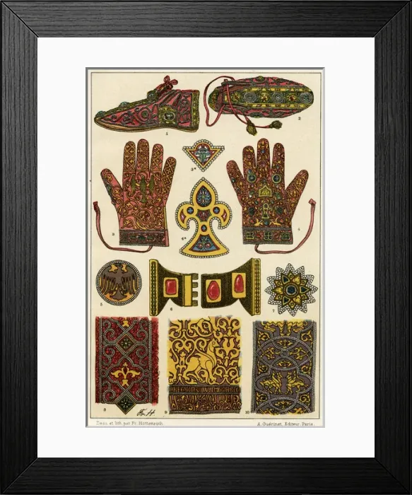Framed Print : Sandals, gloves and other ornamental clothing items Framed Print : Sandals, gloves and other ornamental clothing items