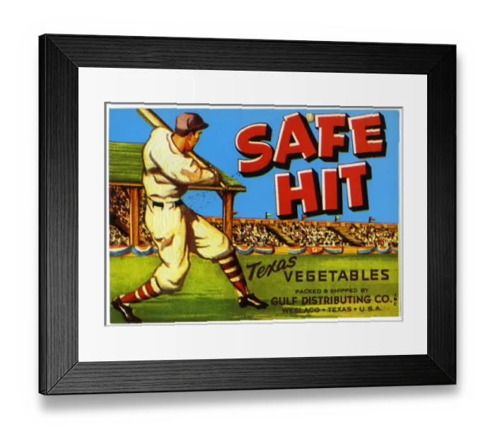 Framed Print : Label design, Safe Hit Texas Vegetables Framed Print : Label design, Safe Hit Texas Vegetables