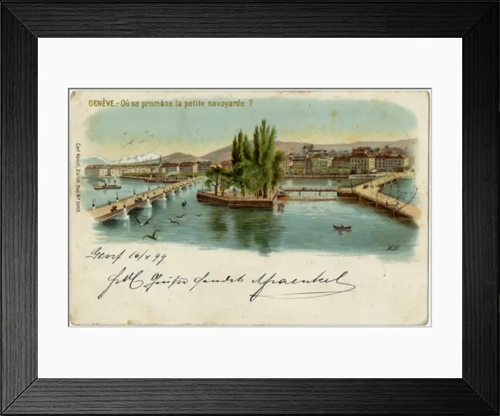 Framed Print : Geneva, Switzerland - Mont Blanc Bridge & Ile J J Rousseau Framed Print : Geneva, Switzerland - Mont Blanc Bridge & Ile J J Rousseau