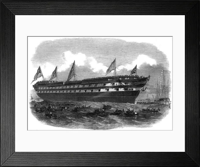 Framed Print : Launch of the Hannibal steamship, 1854 Framed Print : Launch of the Hannibal steamship, 1854