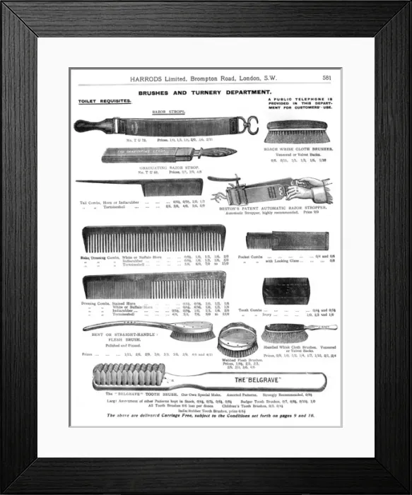 Framed Print : Page from catalogue of toilet requisites Framed Print : Page from catalogue of toilet requisites