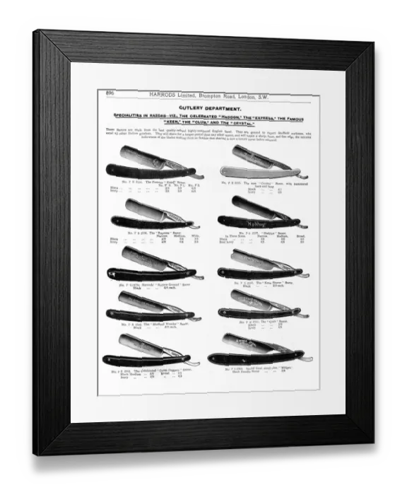Framed Print : Page from catalogue of safety razors Framed Print : Page from catalogue of safety razors