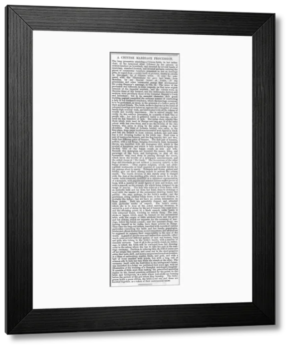 Framed Print : A Chinese Marriage Procession, article 1873 Framed Print : A Chinese Marriage Procession, article 1873