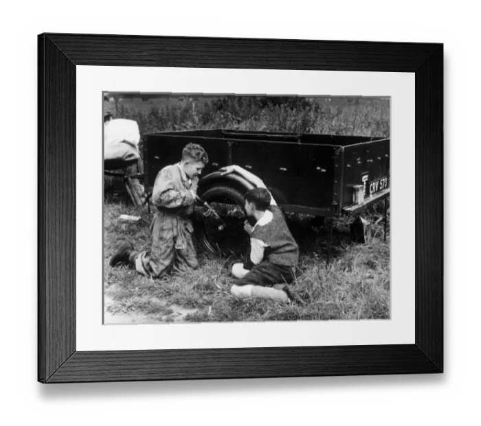 Framed Print : Boys with Trailer Framed Print : Boys with Trailer