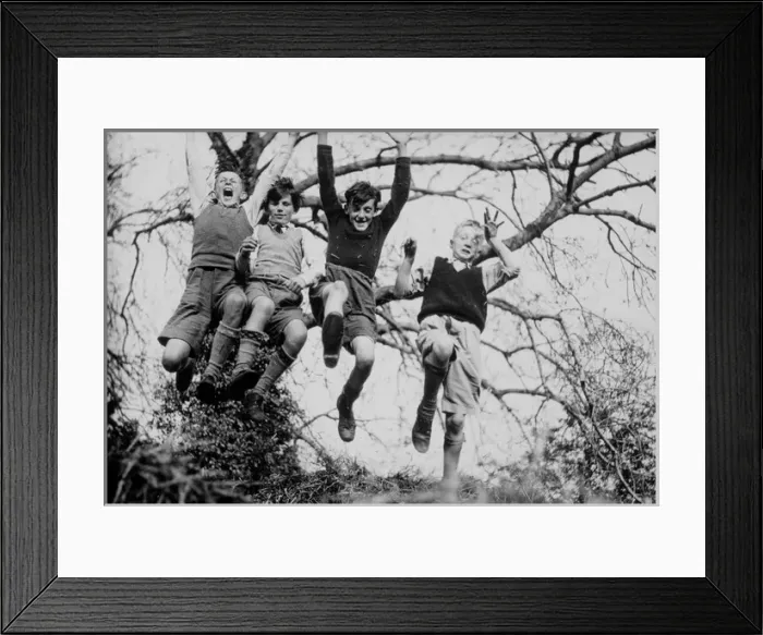 Framed Print : Four jumping boys Framed Print : Four jumping boys