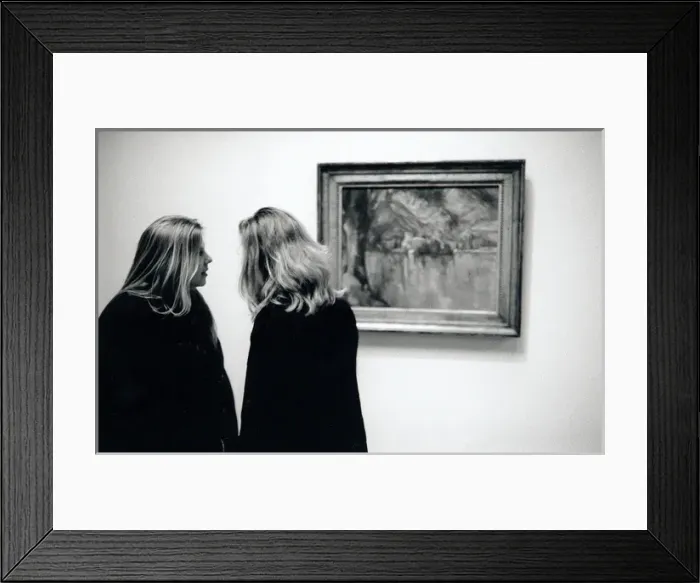 Framed Print : Two young women in an art gallery, London Framed Print : Two young women in an art gallery, London