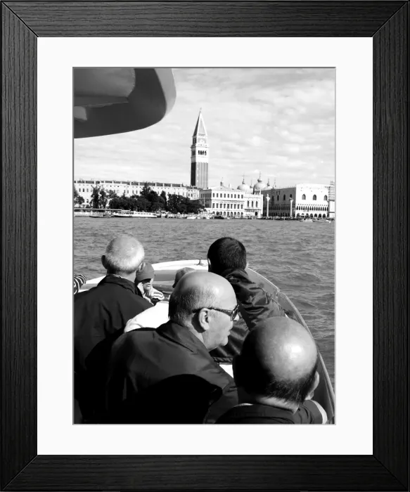 Framed Print : People on a boat off the coast of Venice, Italy Framed Print : People on a boat off the coast of Venice, Italy