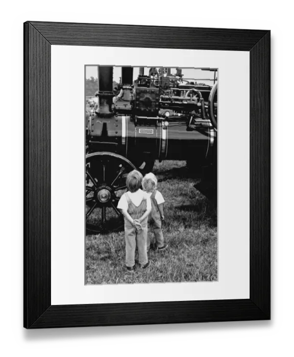 Framed Print : Boys looking at steam engines, Hampshire Framed Print : Boys looking at steam engines, Hampshire