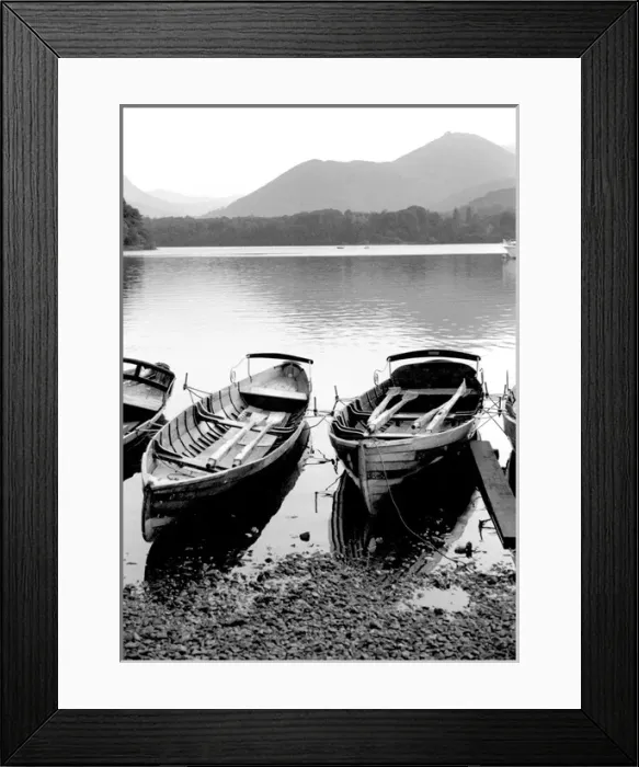 Framed Print : Rowing boats on a lake, Lake District, England Framed Print : Rowing boats on a lake, Lake District, England