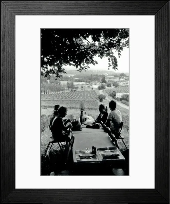 Framed Print : Family picnic in vineyard, France Framed Print : Family picnic in vineyard, France