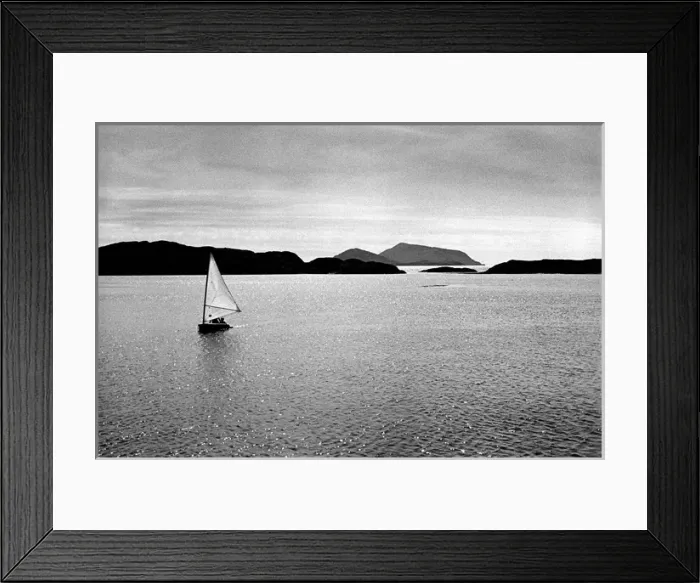 Framed Print : Sailing dingy on the water, Ring of Kerry, Ireland Framed Print : Sailing dingy on the water, Ring of Kerry, Ireland