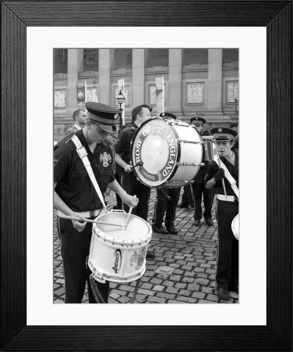 Framed Print : Band on parade in Liverpool, England Framed Print : Band on parade in Liverpool, England
