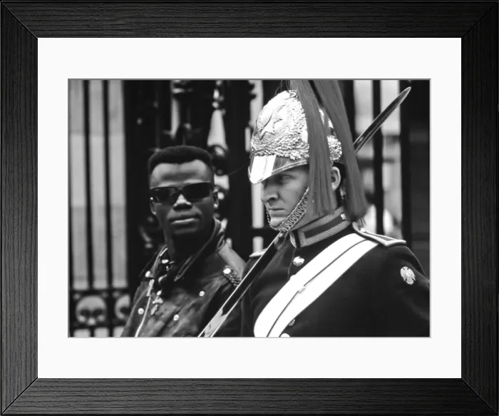 Framed Print : Guardsman with tourist, Whitehall, London Framed Print : Guardsman with tourist, Whitehall, London